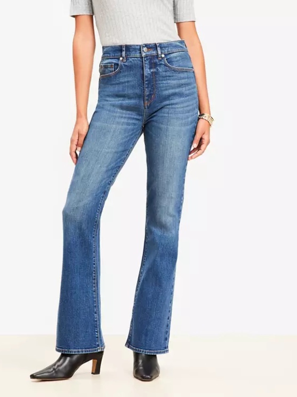 LOFT Medium Blue High-Rise Flare Jeans